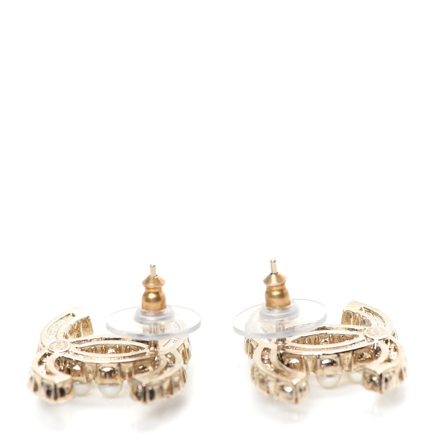 Crystal Pearl CC Dazzling Domino Earrings Gold