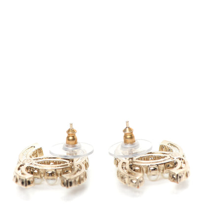 Chanel Crystal Pearl CC Dazzling Domino Earrings Gold 3 of 5