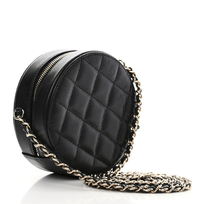 Chanel Caviar Quilted French New Wave Round Clutch With Chain Black 3 of 10