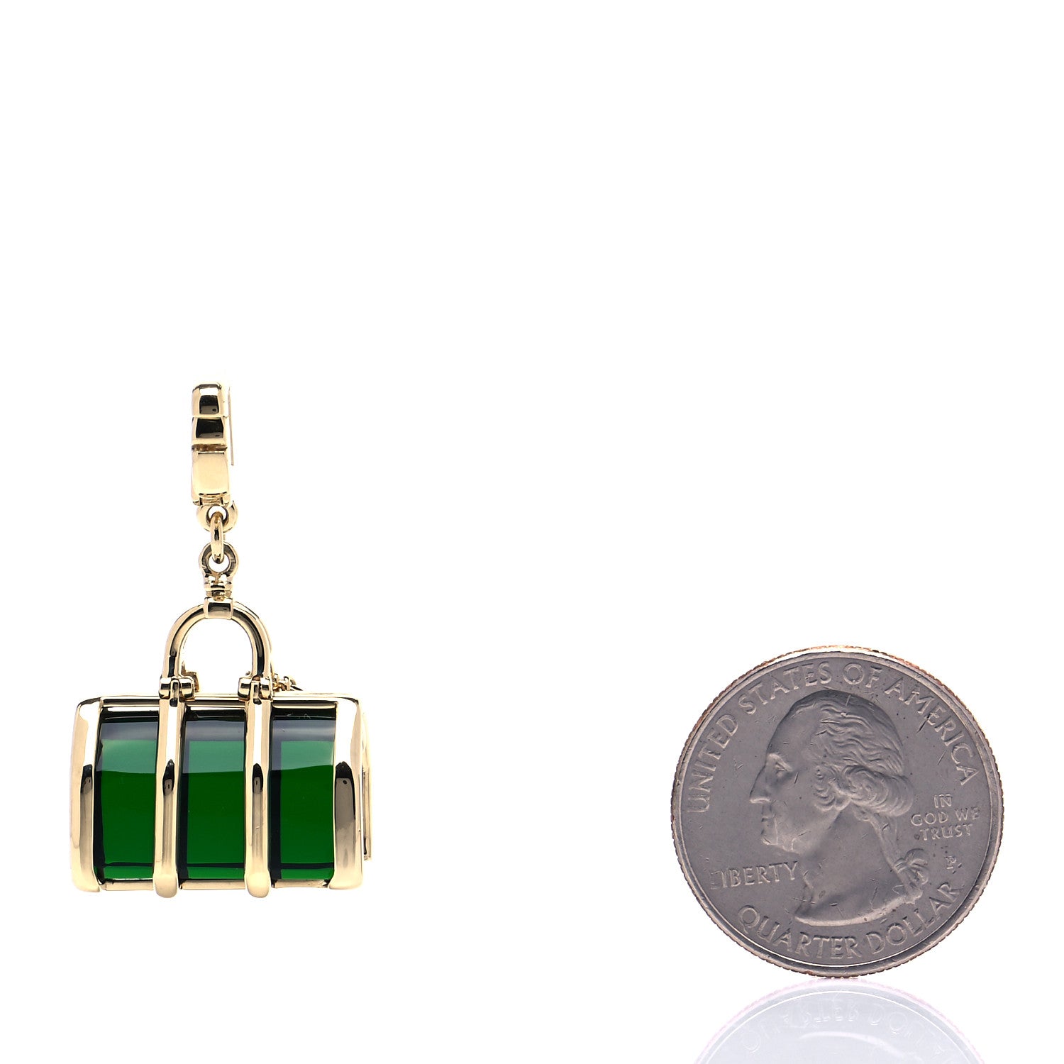 Louis Vuitton 18K Yellow Gold Green Glass Keepall Charm 2 of 5