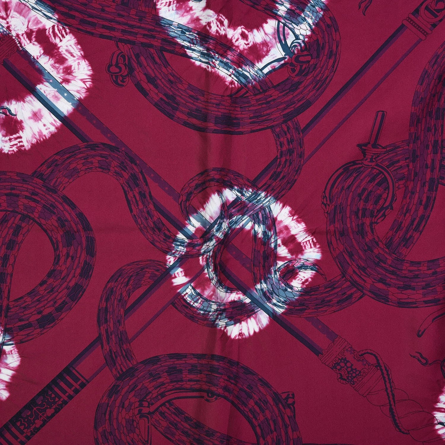 Hermes Silk Caducee Rock Tie and Dye Scarf 100 Magenta Cobalt 4 of 8