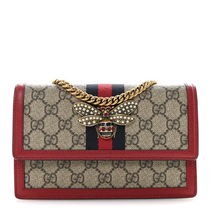 Gucci GG Supreme Monogram Web Queen Margaret Chain Wallet Red 1 of 11