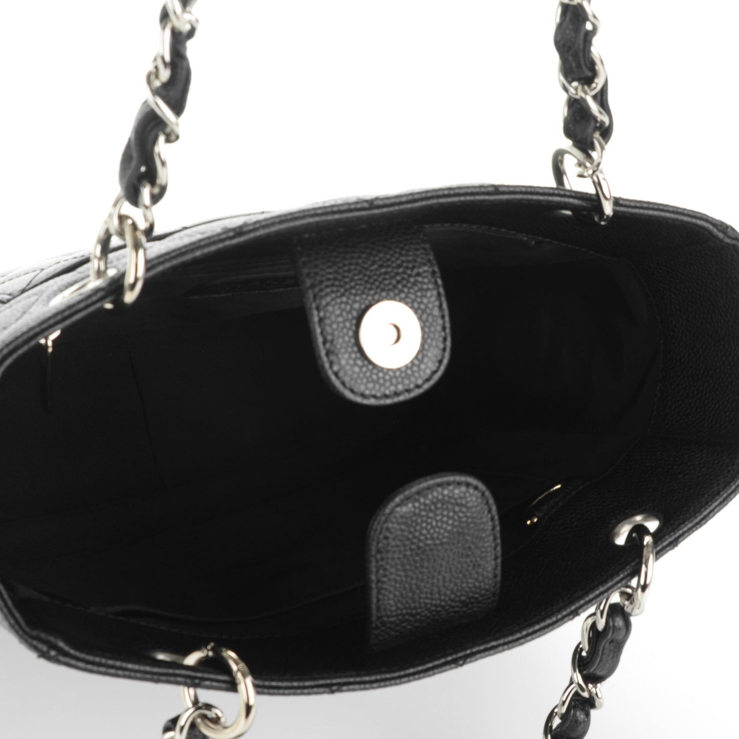 Caviar Quilted Petit Shopping Tote PST Black