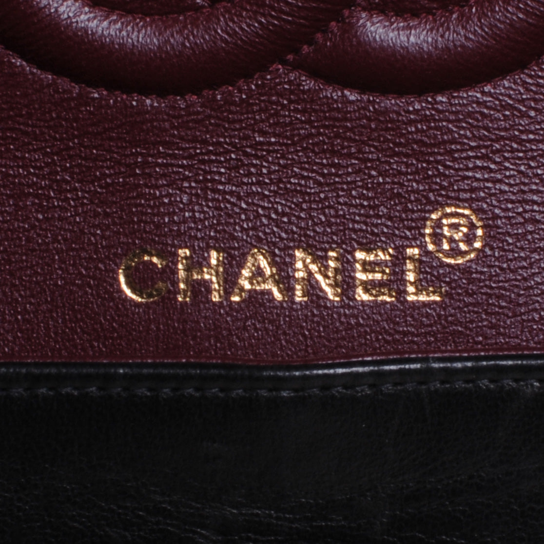 Lambskin Medium Double Flap Black
