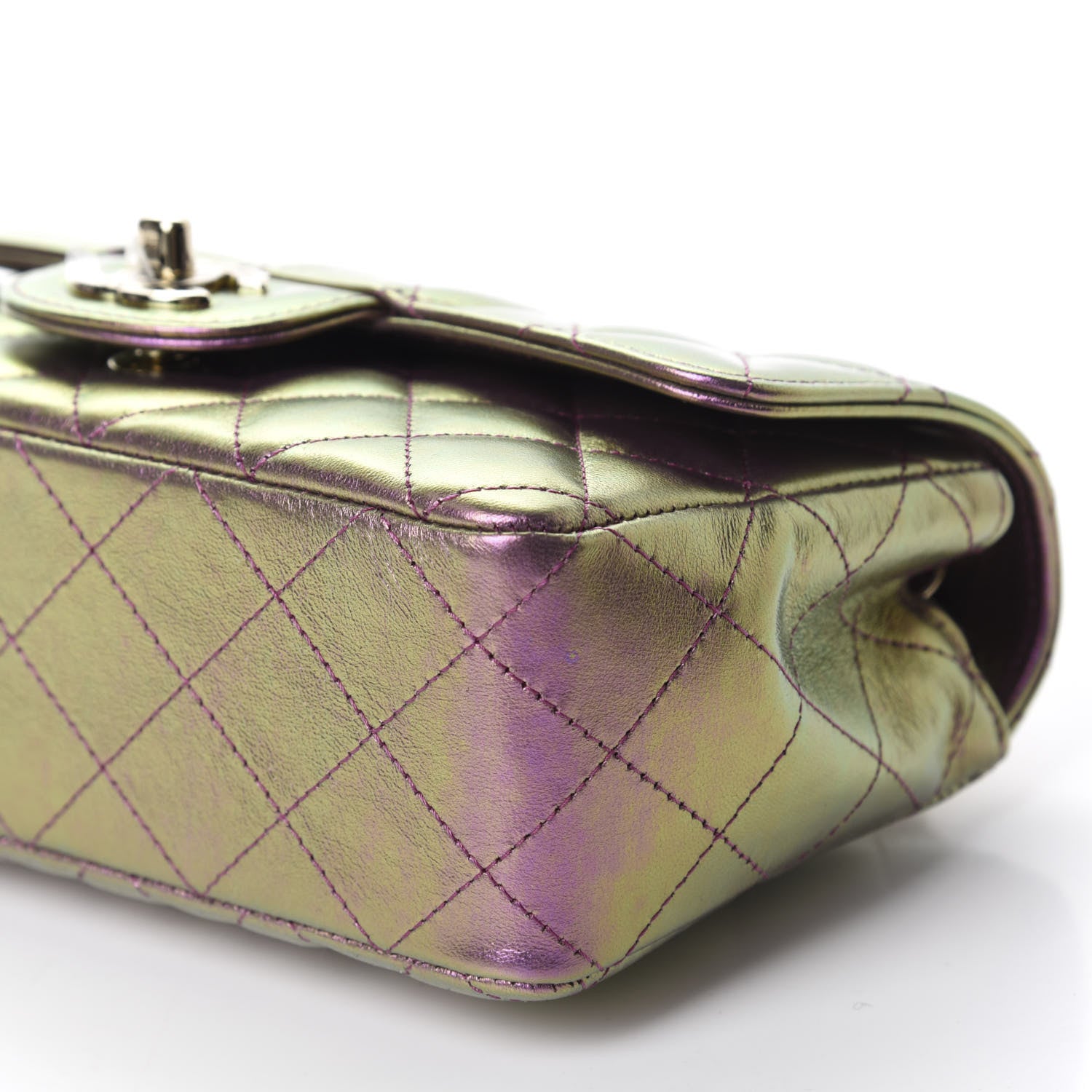 Chanel Iridescent Lambskin Quilted Mini Rectangular Flap Purple 7 of 10