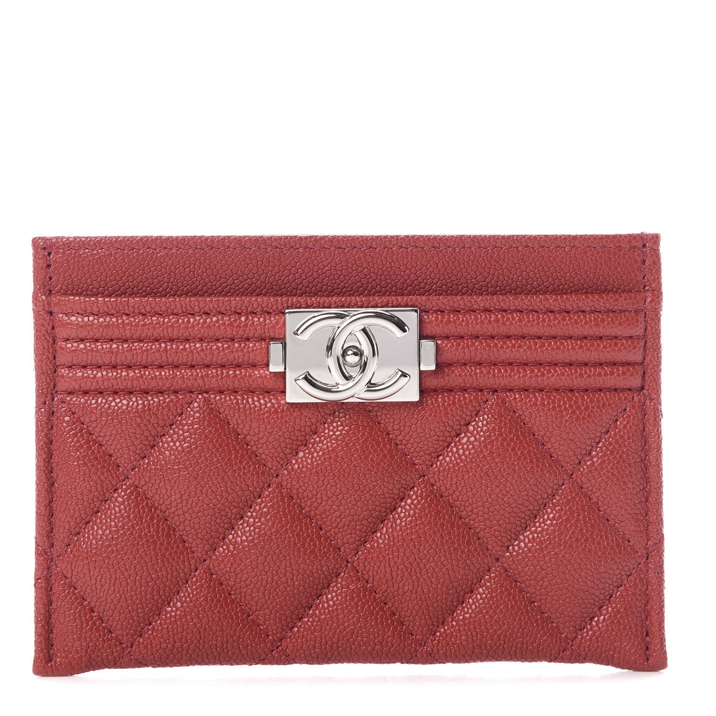 Caviar Quilted Boy Card Holder Red