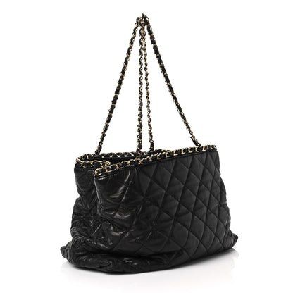 Chanel Calfskin Quilted Small Chain Me Tote Black 3 of 7