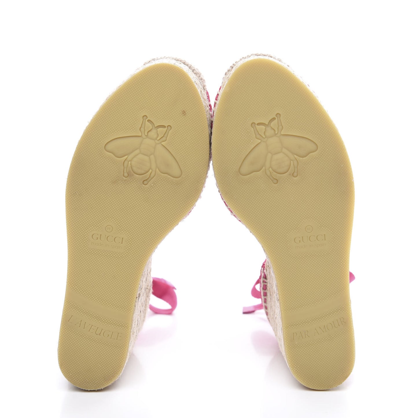 Cotton Crochet Pearly GG Ankle Wrap Platform Espadrille Wedges 36 Cyclamen Rose