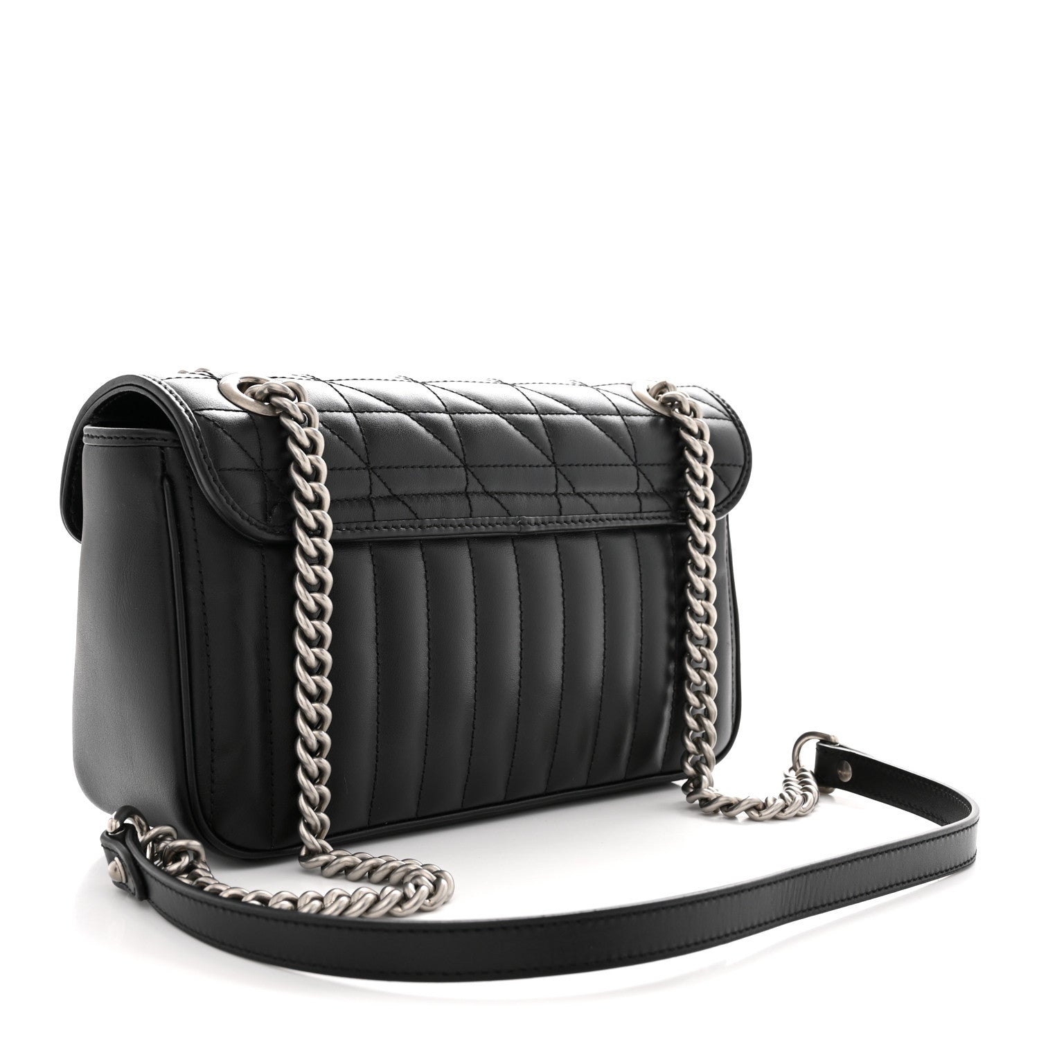 Gucci Calfskin Matelasse Aria Small GG Marmont Shoulder Bag Black 3 of 10