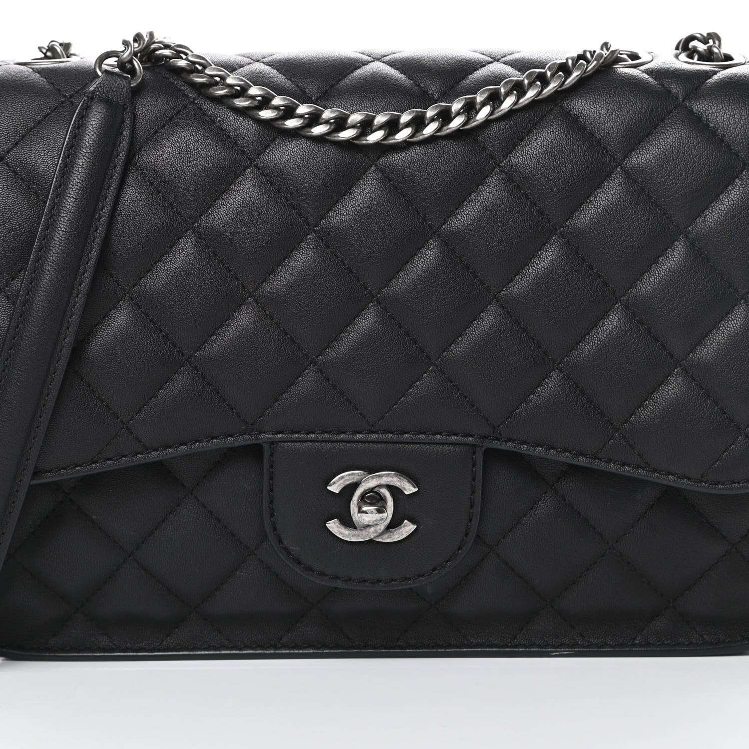 Chanel Lambskin Quilted Large Natural CC Flap Black 9 of 16