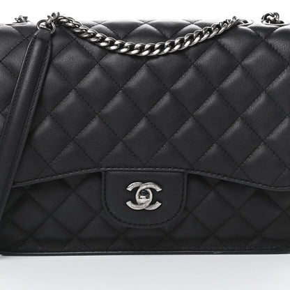 Chanel Lambskin Quilted Large Natural CC Flap Black 9 of 16