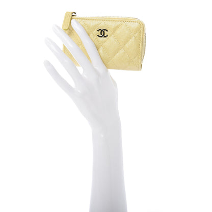 Chanel Iridescent Caviar Quilted Key Holder Case Yellow 2 of 8