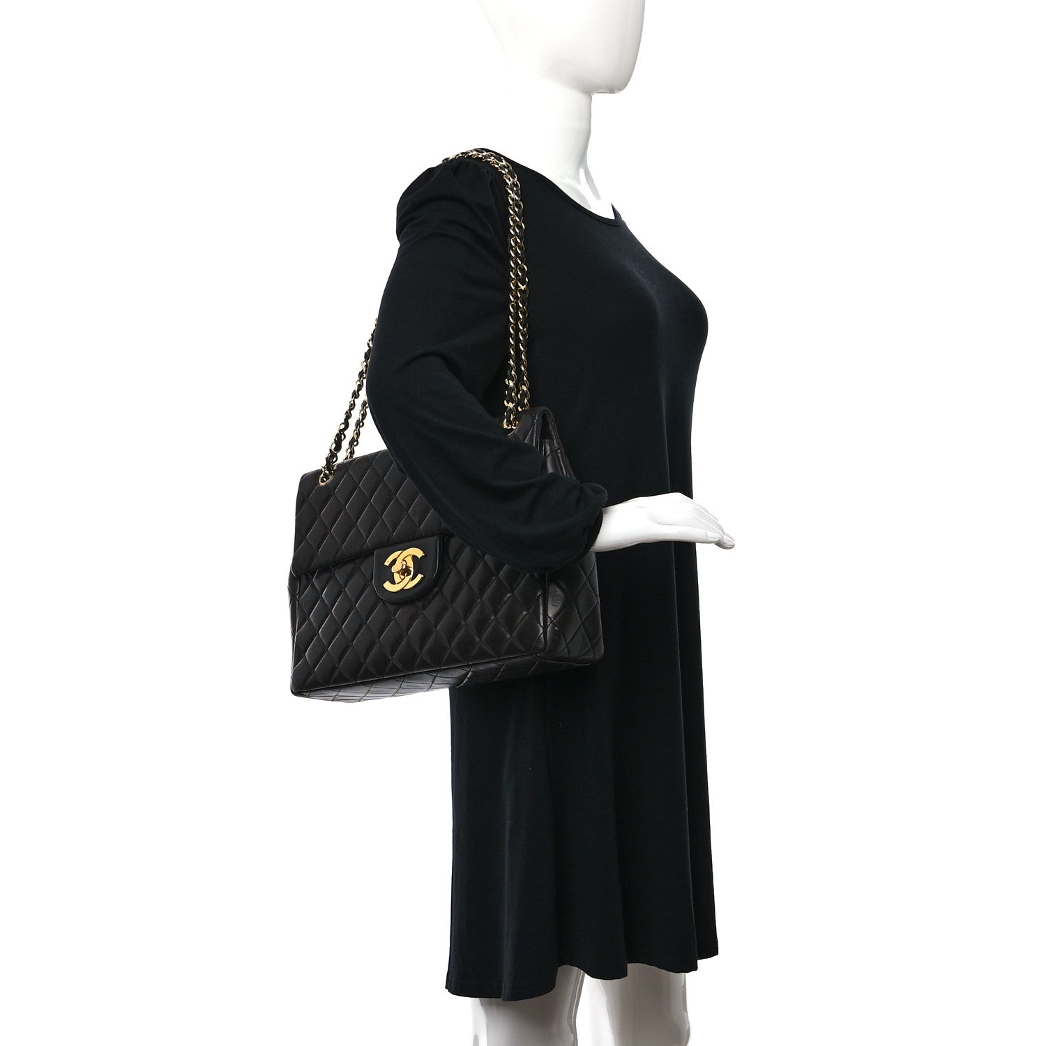 Chanel Lambskin Quilted XL Jumbo Single Flap Black 2 of 13