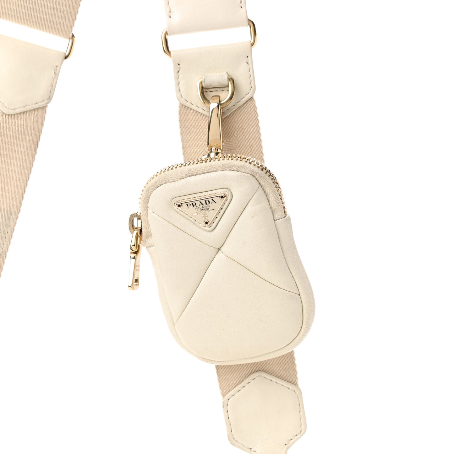 Nappa Re-Nylon Triangle Quilted Patchwork System Flap Shoulder Bag White