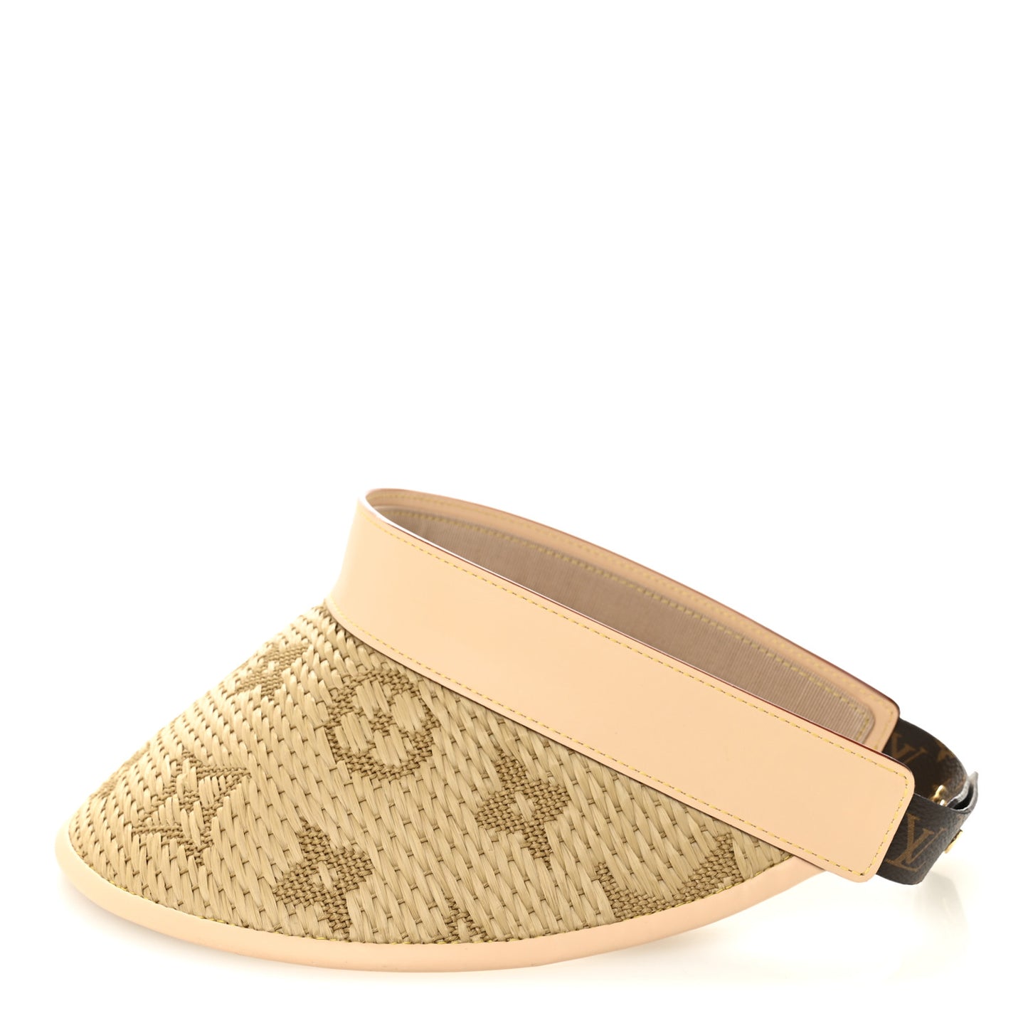 Calfskin Raffia Monogram Strawgram Visor Natural