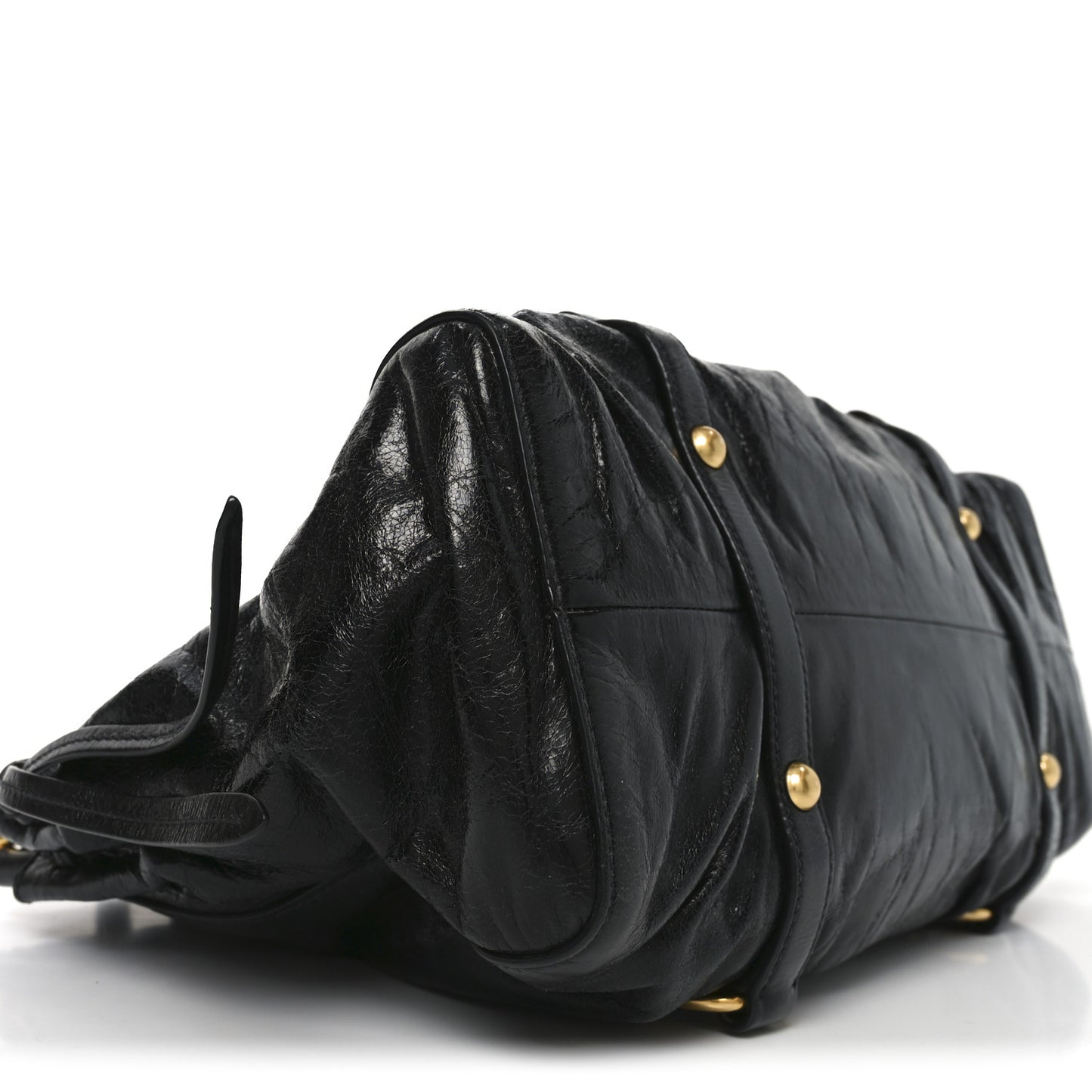 Vitello Lux Gathered Tote Black