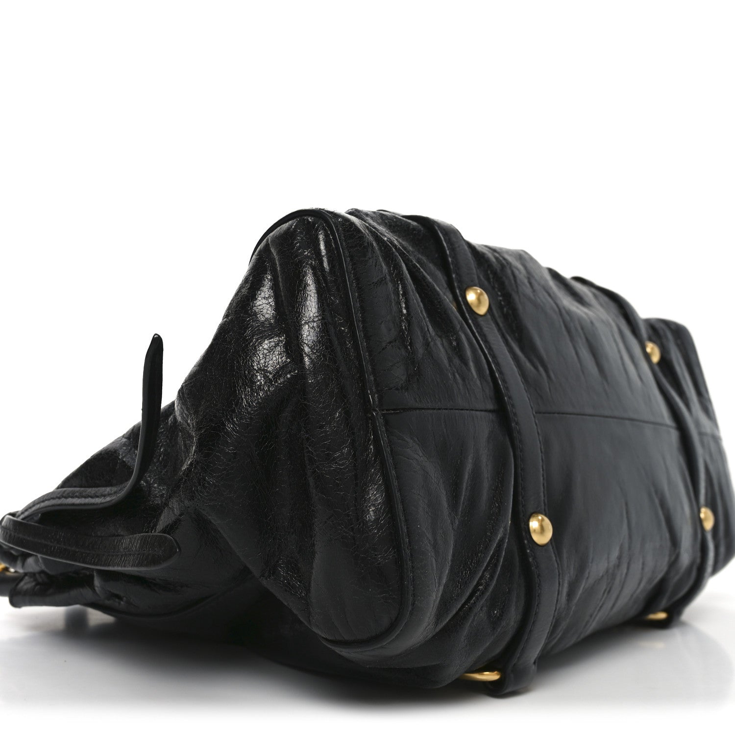 Miu Miu Vitello Lux Gathered Tote Black 8 of 9