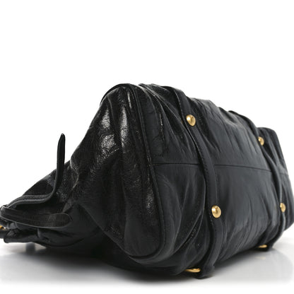 Miu Miu Vitello Lux Gathered Tote Black 8 of 9
