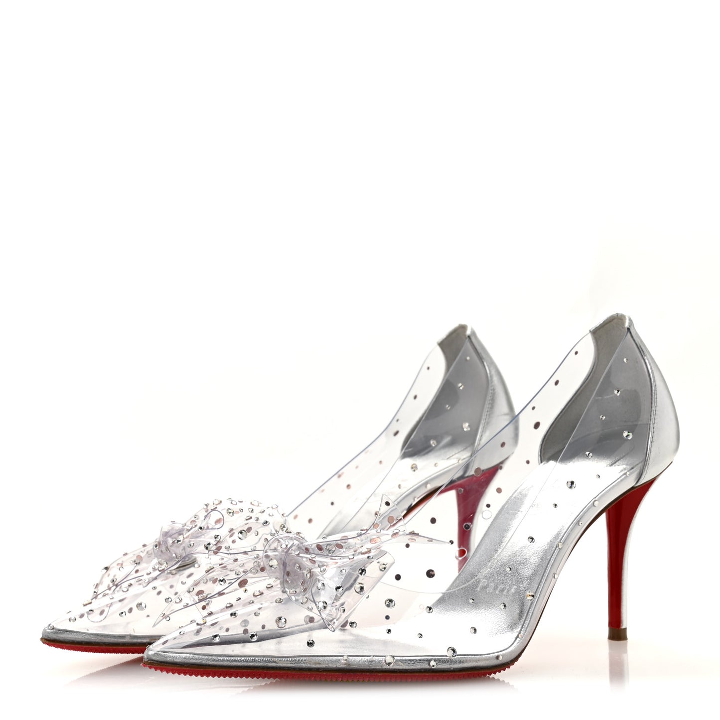 PVC Jelly Strass Nappa Laminata 80 Pumps 36.5 Crystal Silver