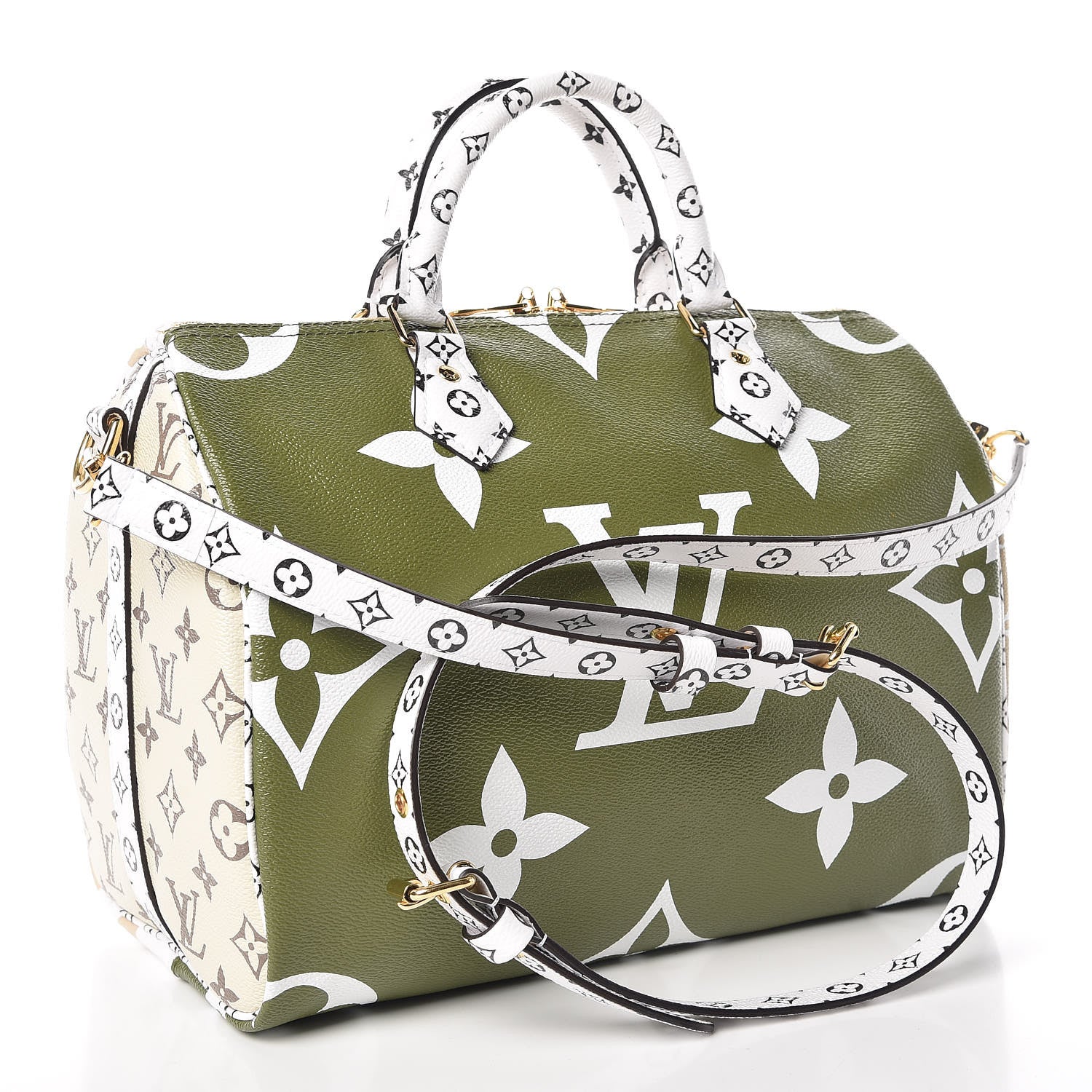 Louis Vuitton Monogram Giant Speedy Bandouliere 30 Kaki Beige 4 of 10