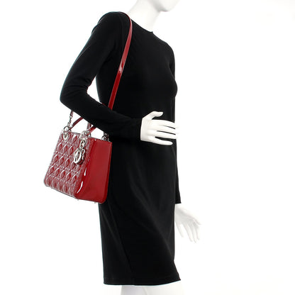 Christian Dior Patent Cannage Medium Lady Dior Red 2 of 10