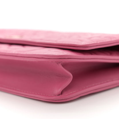 Chanel Lambskin Camellia Embossed Wallet on Chain WOC Pink 10 of 10