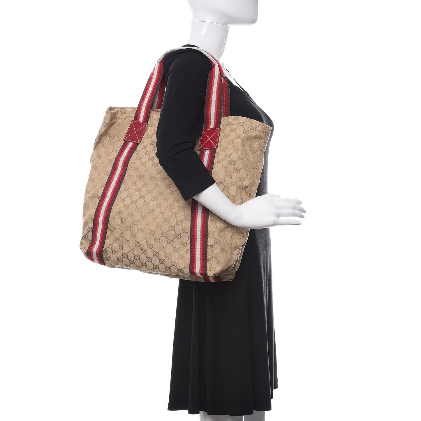 GG Monogram Medium Web Handle Vertical Tote Red