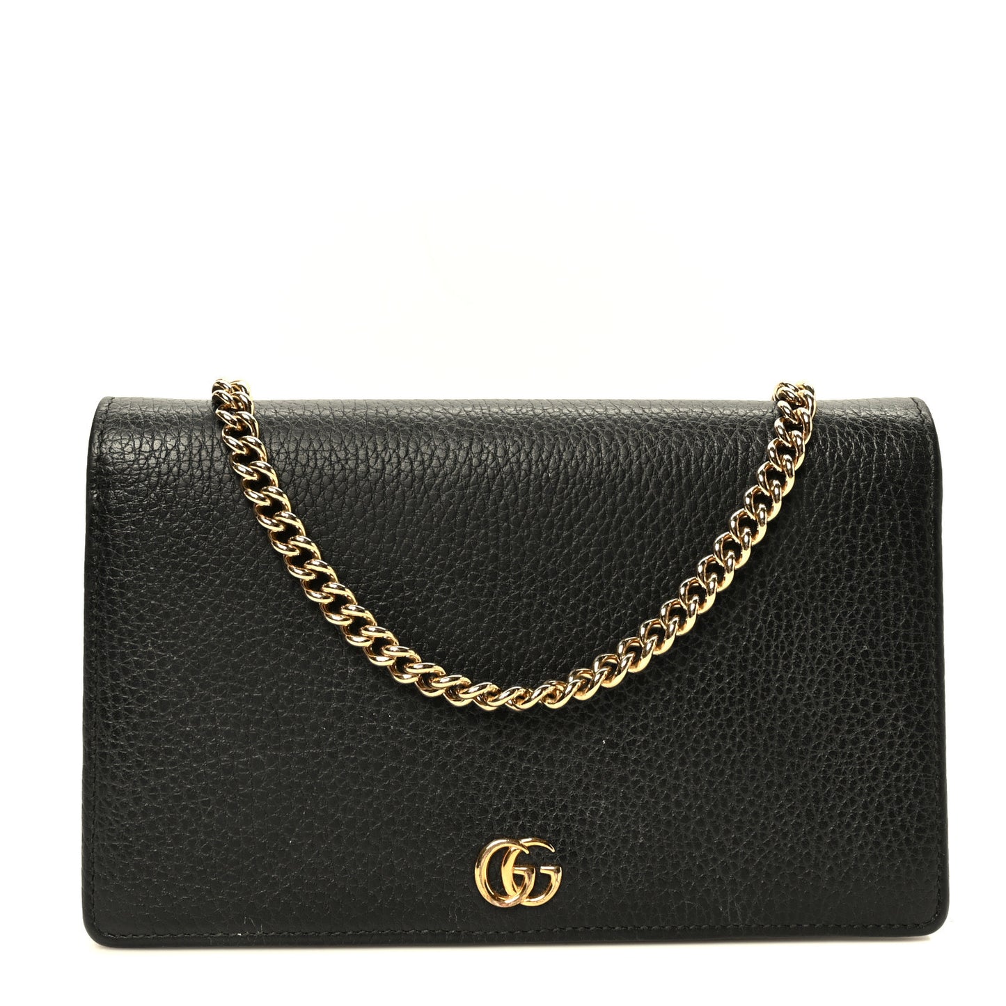 Calfskin Mini GG Marmont Chain Wallet Black