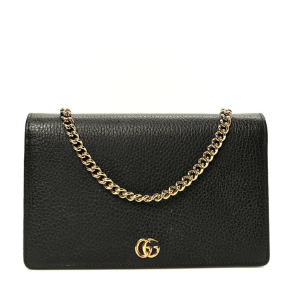 Gucci Calfskin Mini GG Marmont Chain Wallet Black 1 of 9