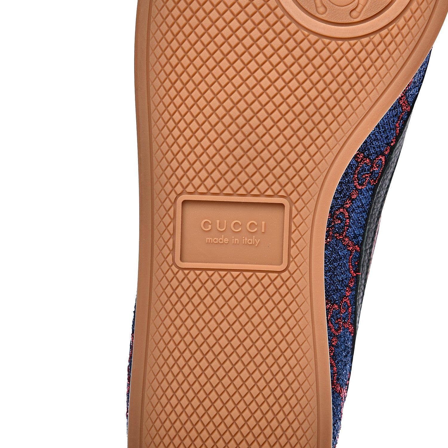 Gucci Lurex Calfskin Web GG Monogram Womens Falacer Sneakers 41 Iridescent Blue Iridescent Red Silver 7 of 9