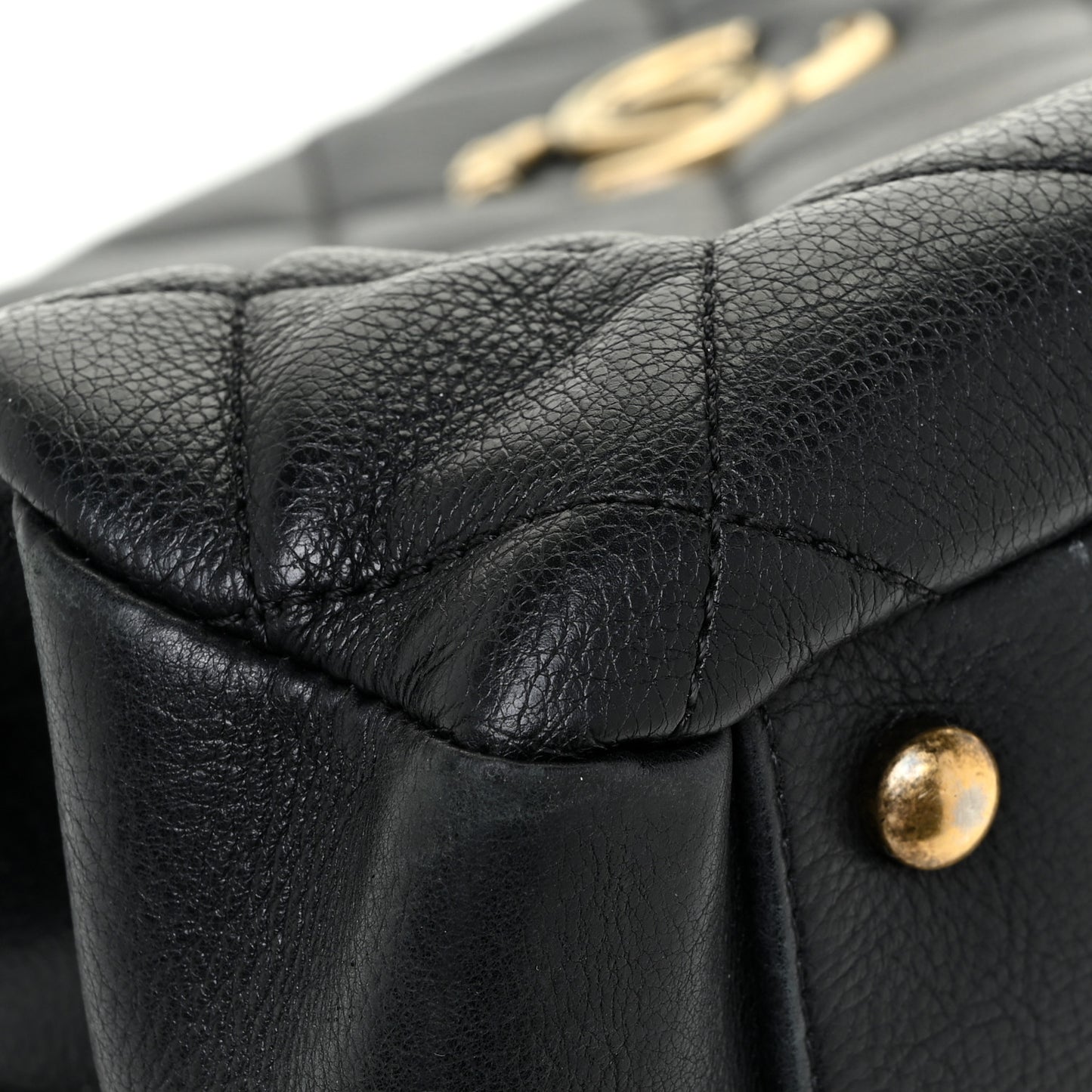 Calfskin Quilted Small CC Crown Tote Black