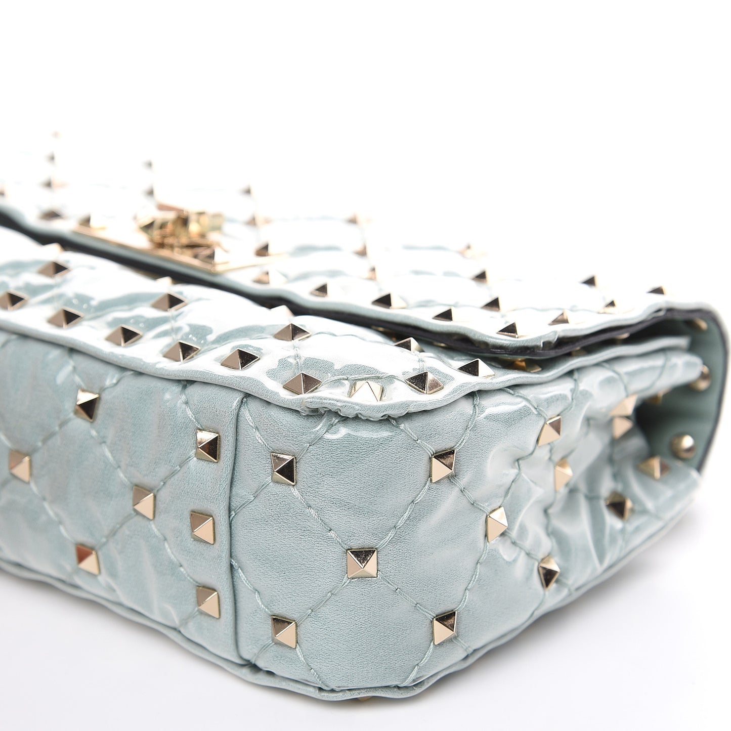Patent Small Rockstud Spike Shoulder Bag Nube