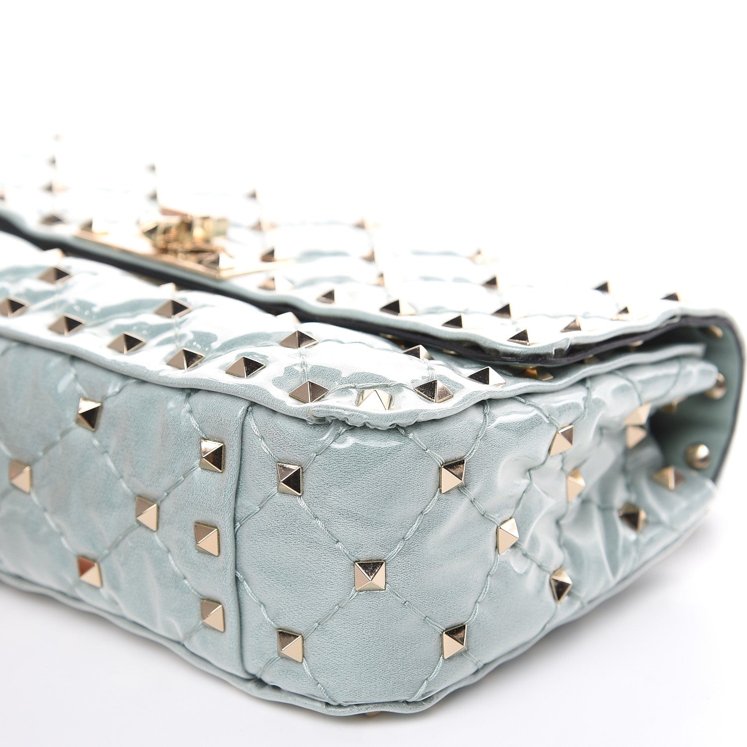 Valentino Garavani Patent Small Rockstud Spike Shoulder Bag Nube 8 of 9