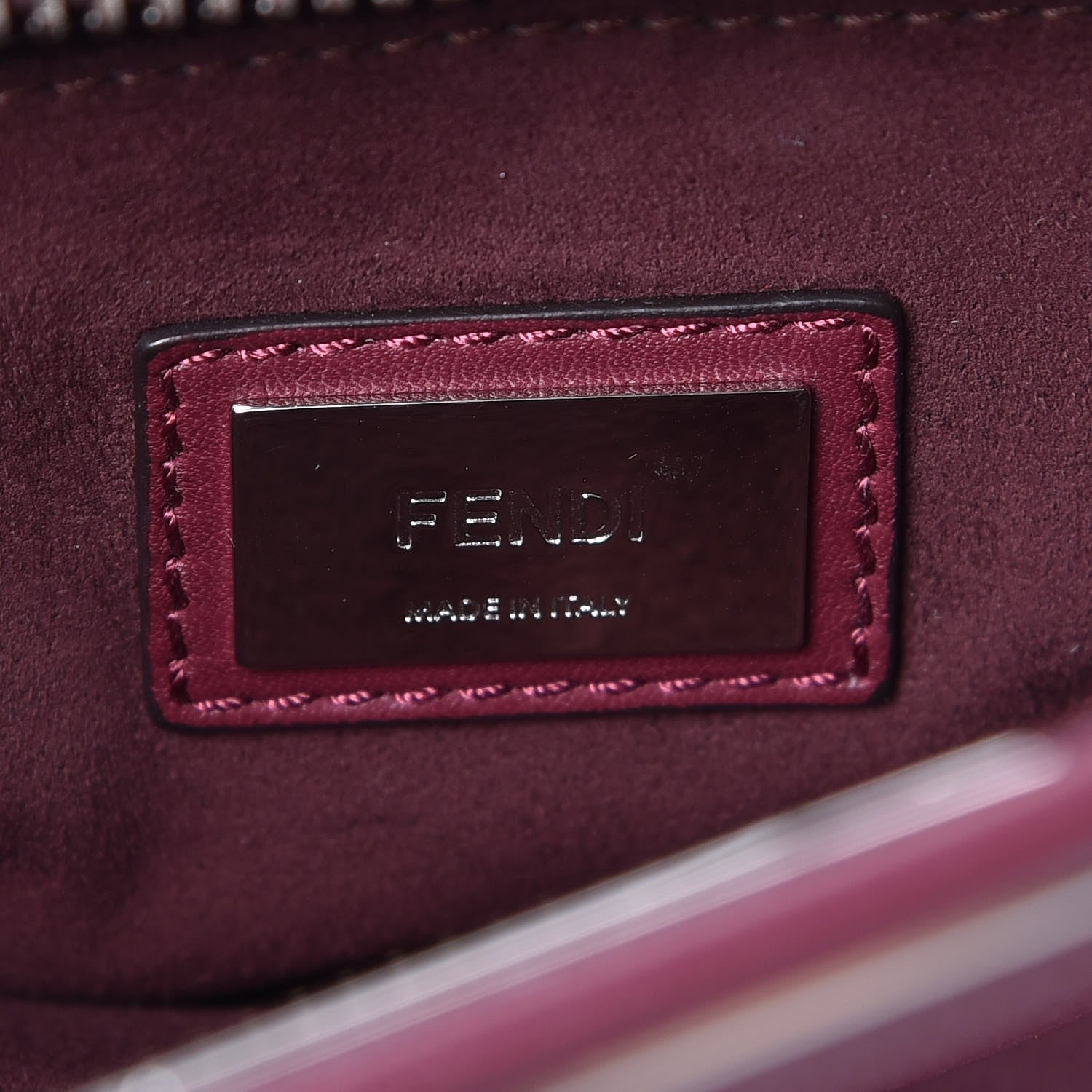 Fendi Calfskin Elaphe Lace Up Medium Peekaboo Iconic Satchel Bordeaux Beige Verde 8 of 9