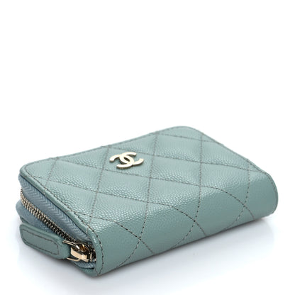 Chanel Caviar Quilted Zip Around Coin Purse Wallet Dark Green 4 of 8