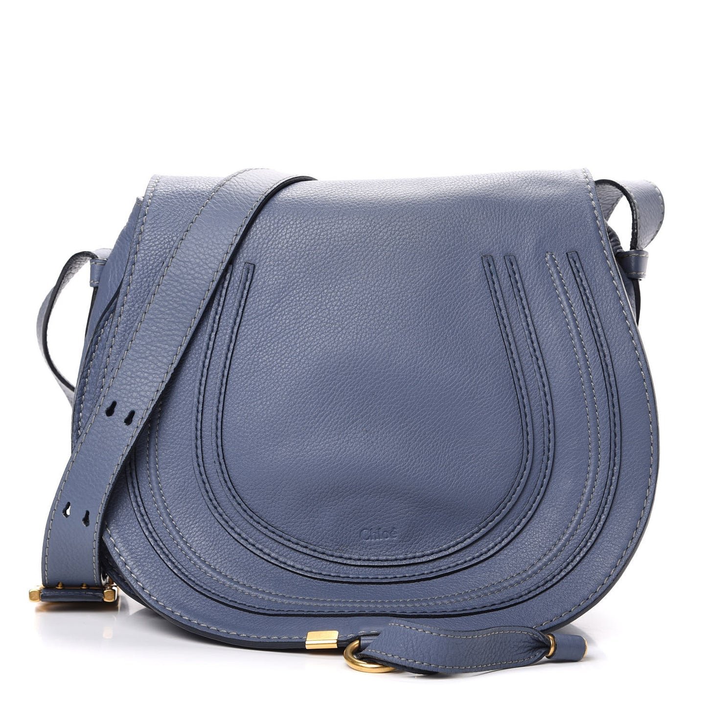 Calfskin Medium Marcie Round Crossbody Bag Street Blue
