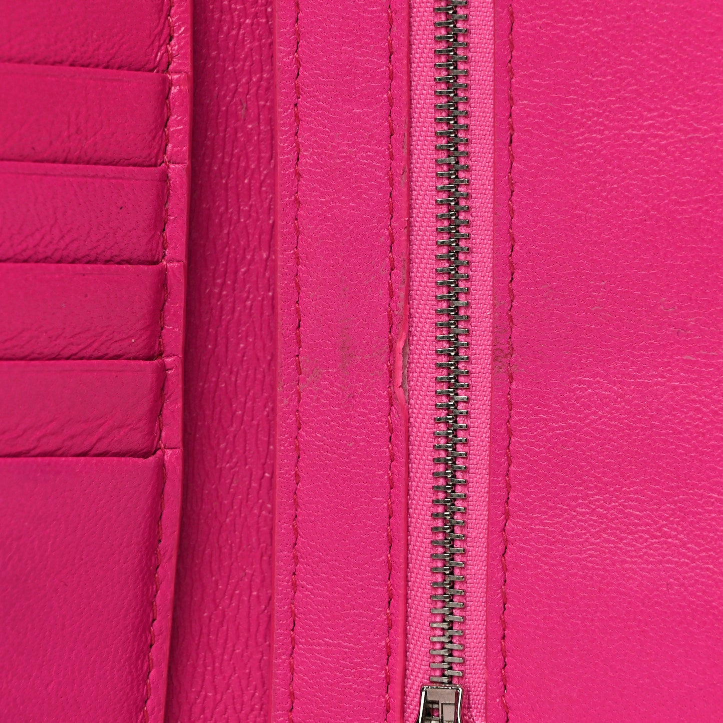 Calfskin Logo Medium Cash Wallet Acid Fuchsia
