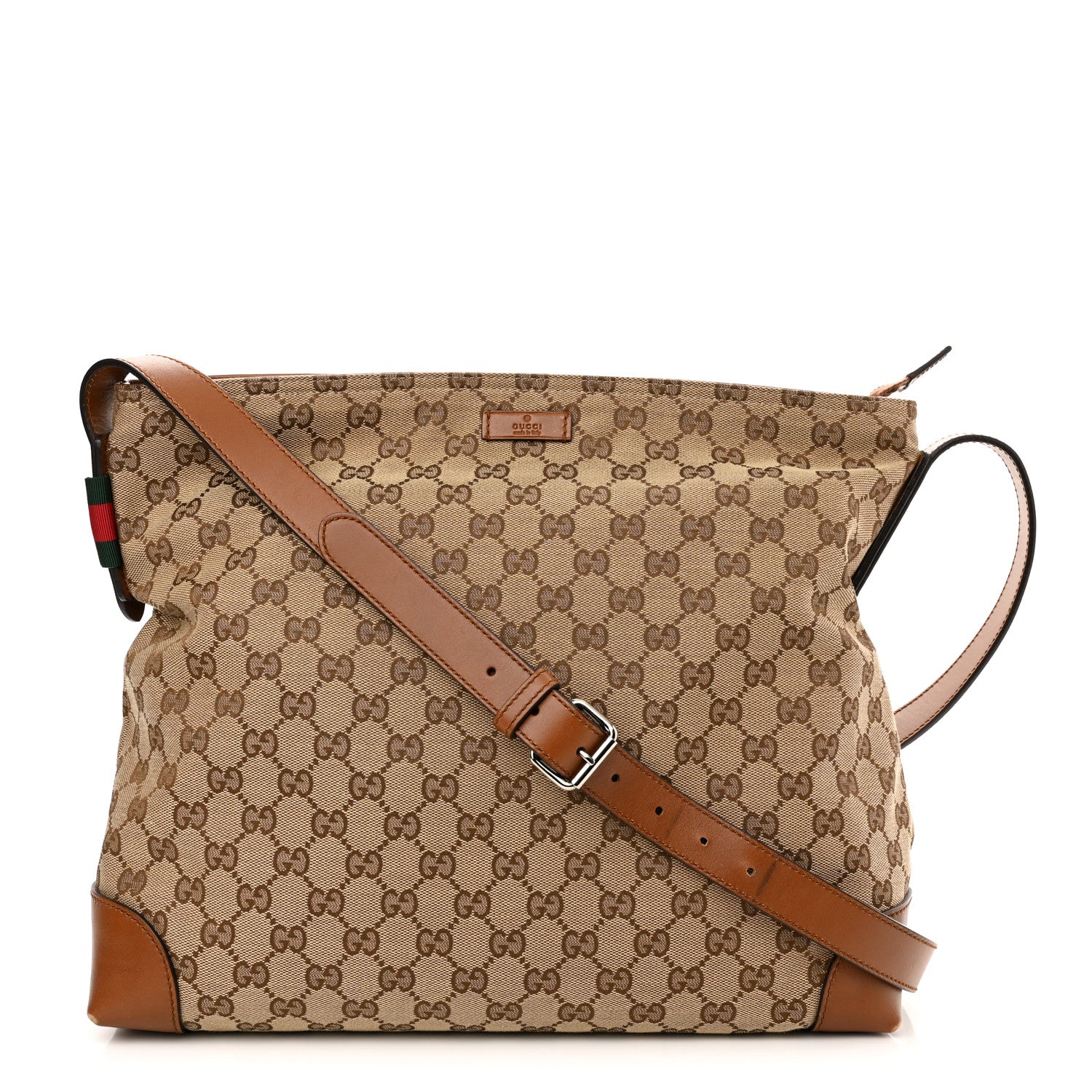Gucci Monogram Large Flat Messenger Bag Brown 1 of 12