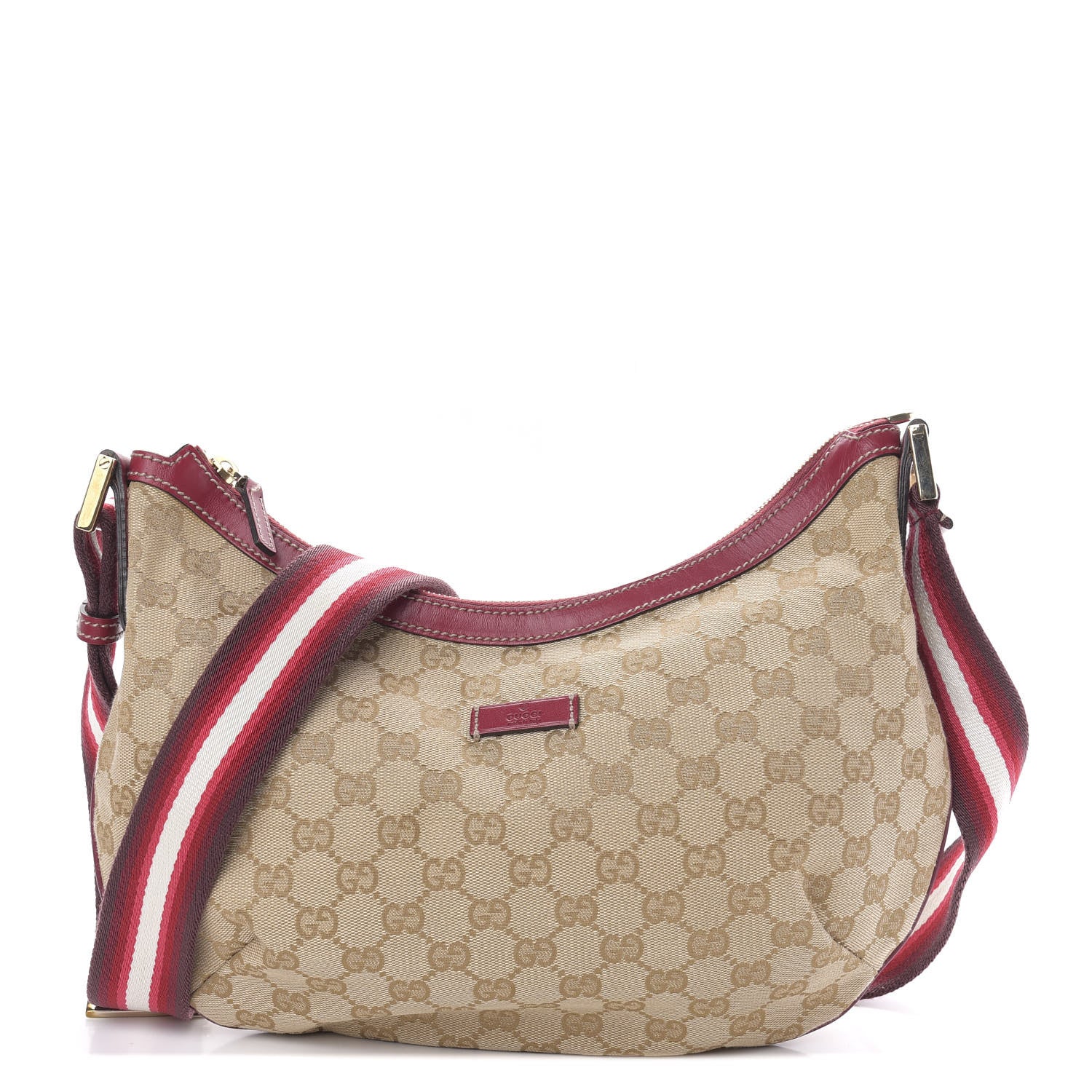 Gucci Monogram Web Medium Half Moon Hobo Red 1 of 13