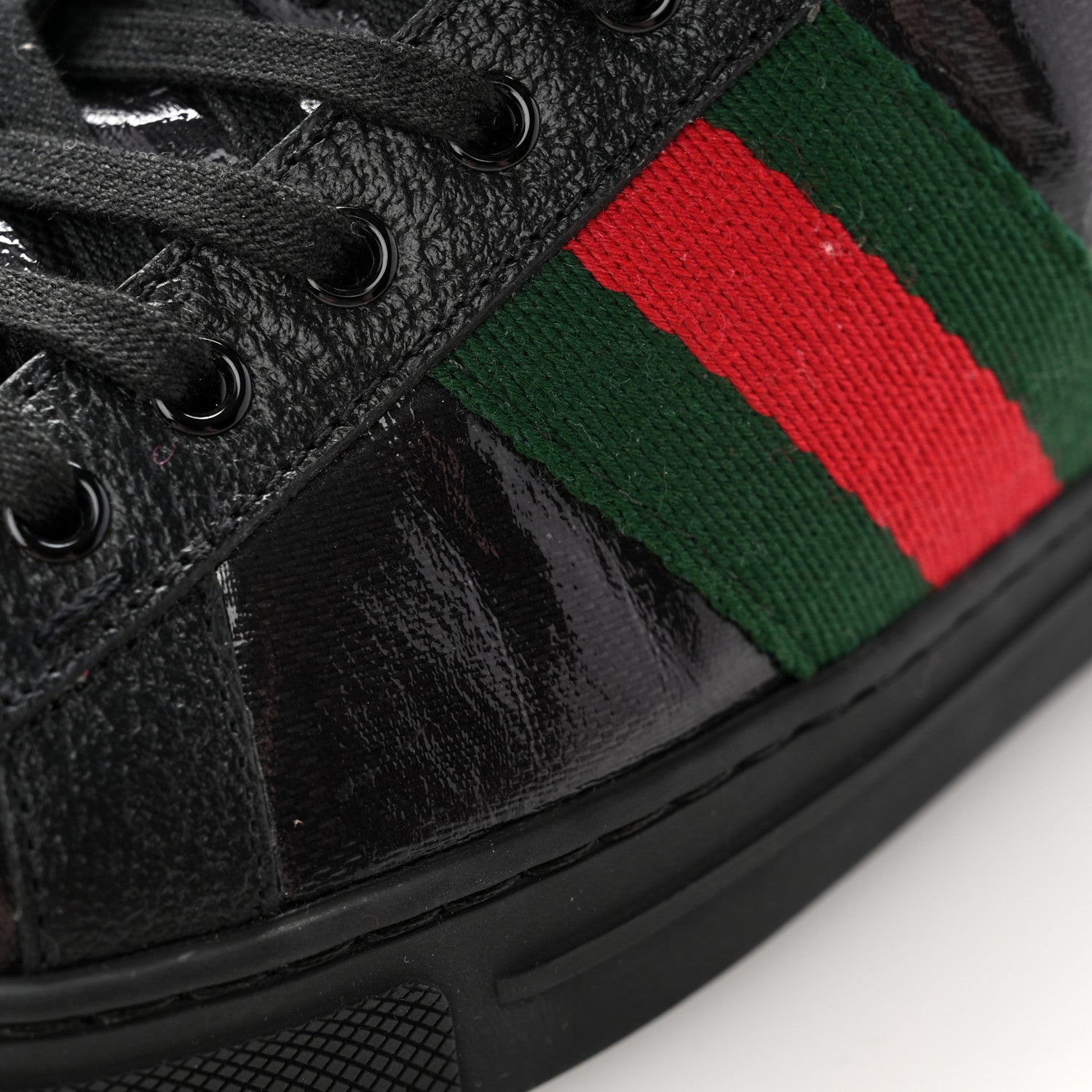 Gucci Crystal GG Monogram Web Womens New Ace Sneakers 36 Black 9 of 10