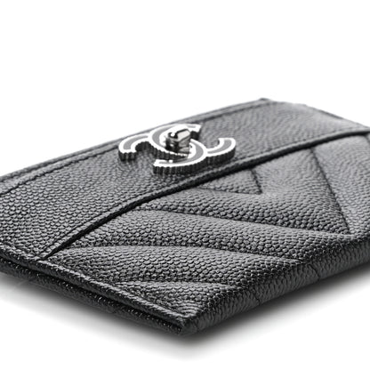Chanel Caviar Chevron Quilted Vintage Mademoiselle Card Holder Black 10 of 12