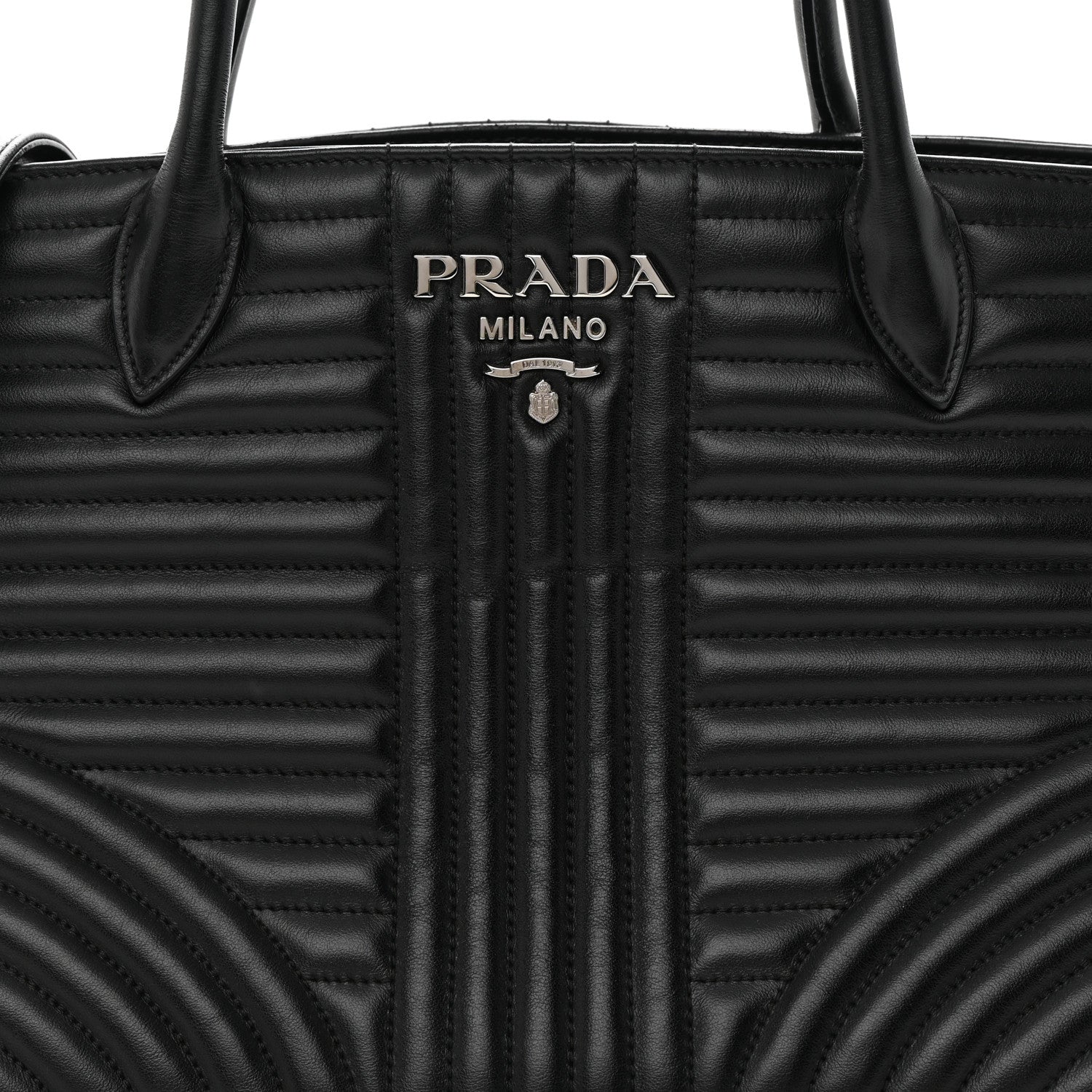 Prada Soft Calfskin Impunture Diagramme Tote Black 8 of 17