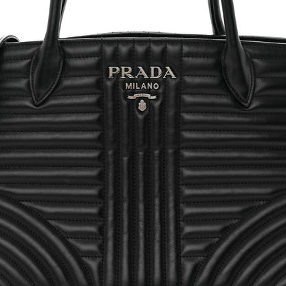 Prada Soft Calfskin Impunture Diagramme Tote Black 8 of 17