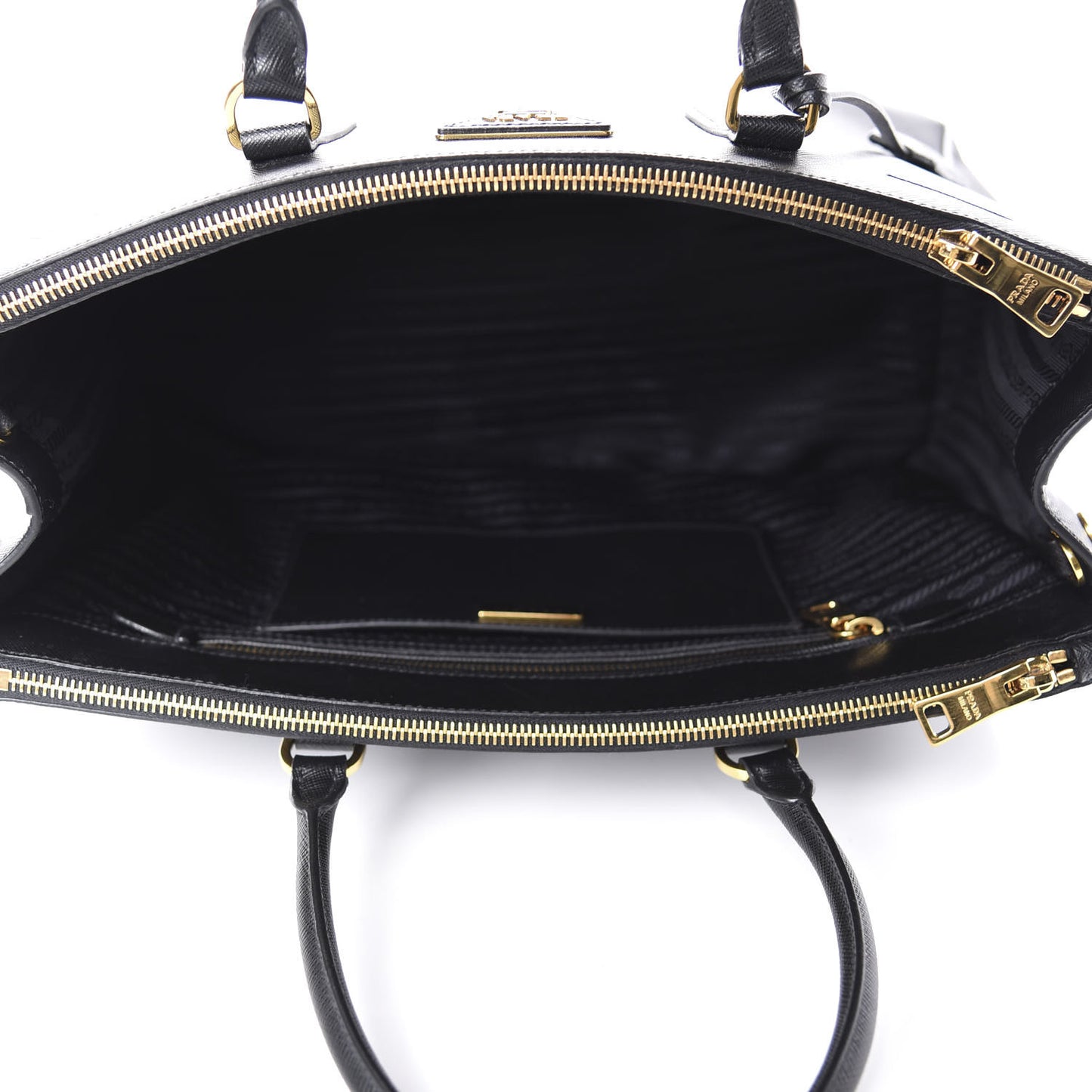 Saffiano Medium Galleria Double Zip Tote Black