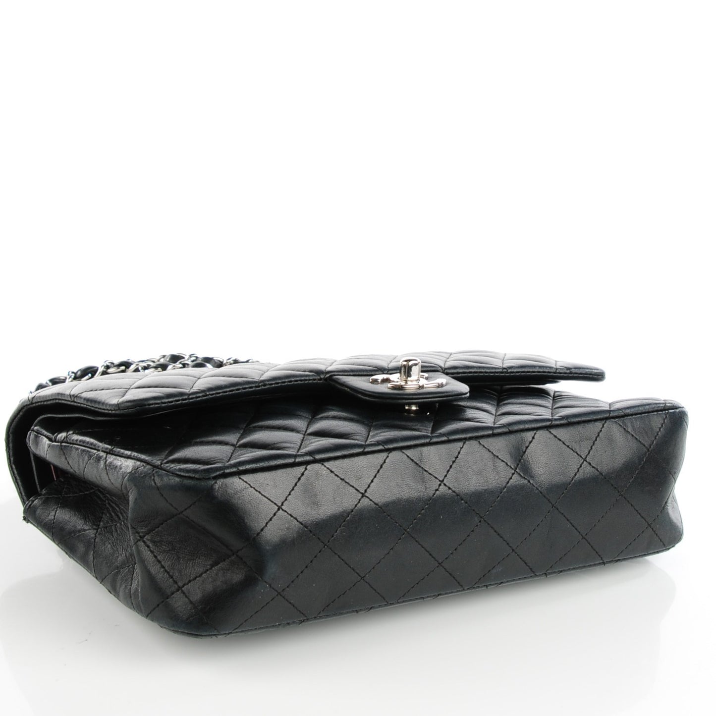 Lambskin Quilted Medium Double Flap Black