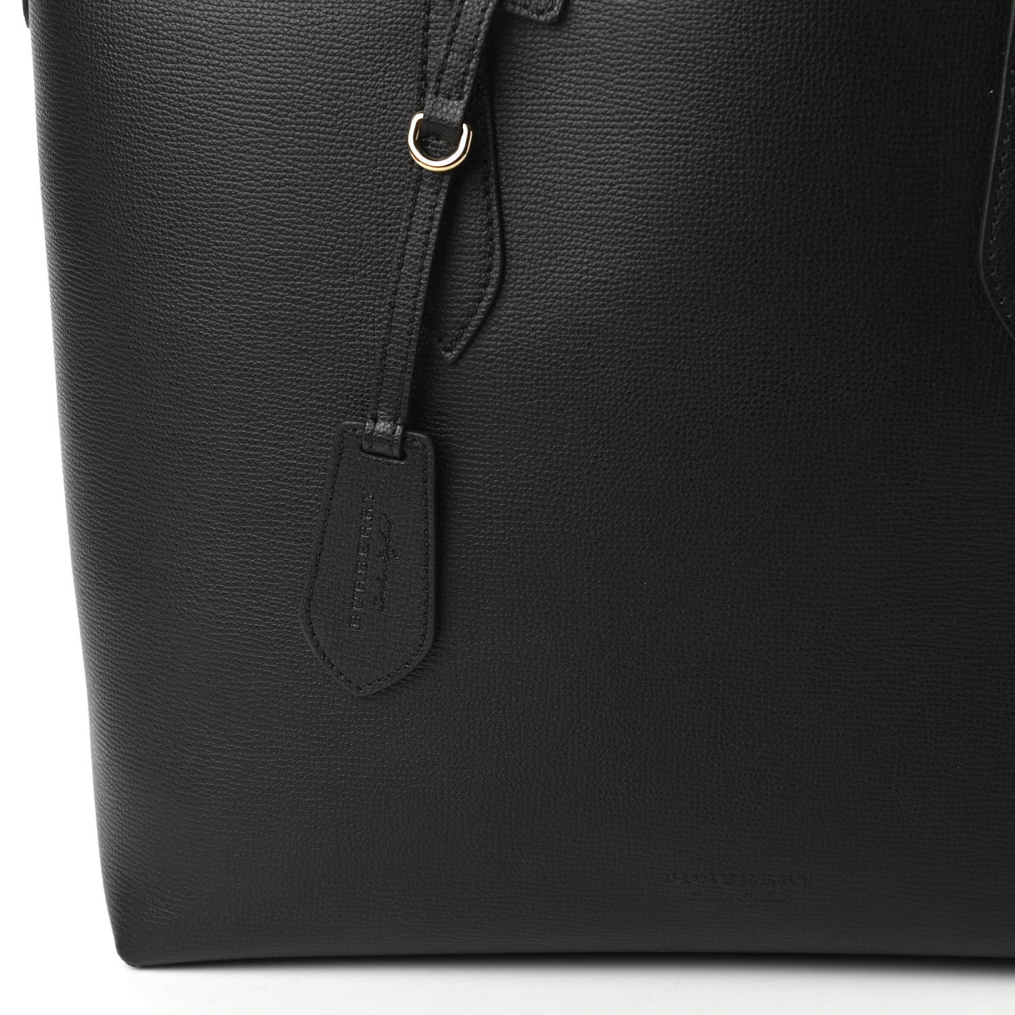 Grainy Calfskin Haymarket Check Medium Reversible Tote Black