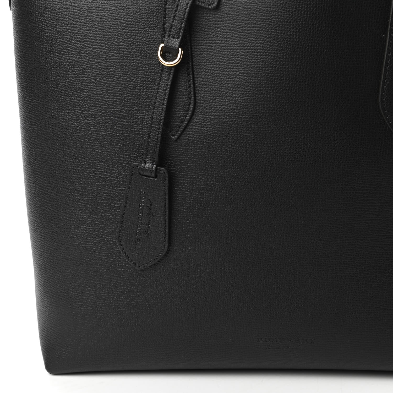 Burberry Grainy Calfskin Haymarket Check Medium Reversible Tote Black 9 of 16