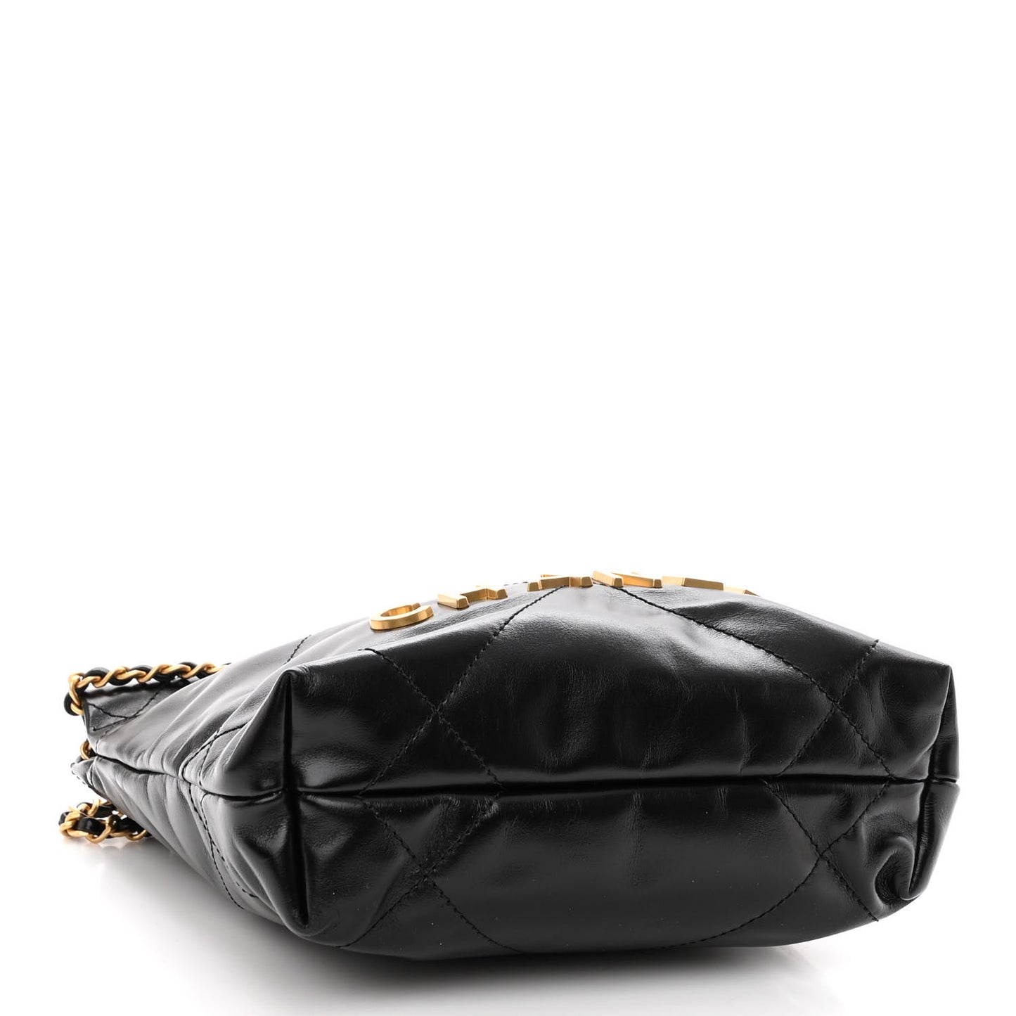 Shiny Calfskin Quilted Mini Chanel 22 Black