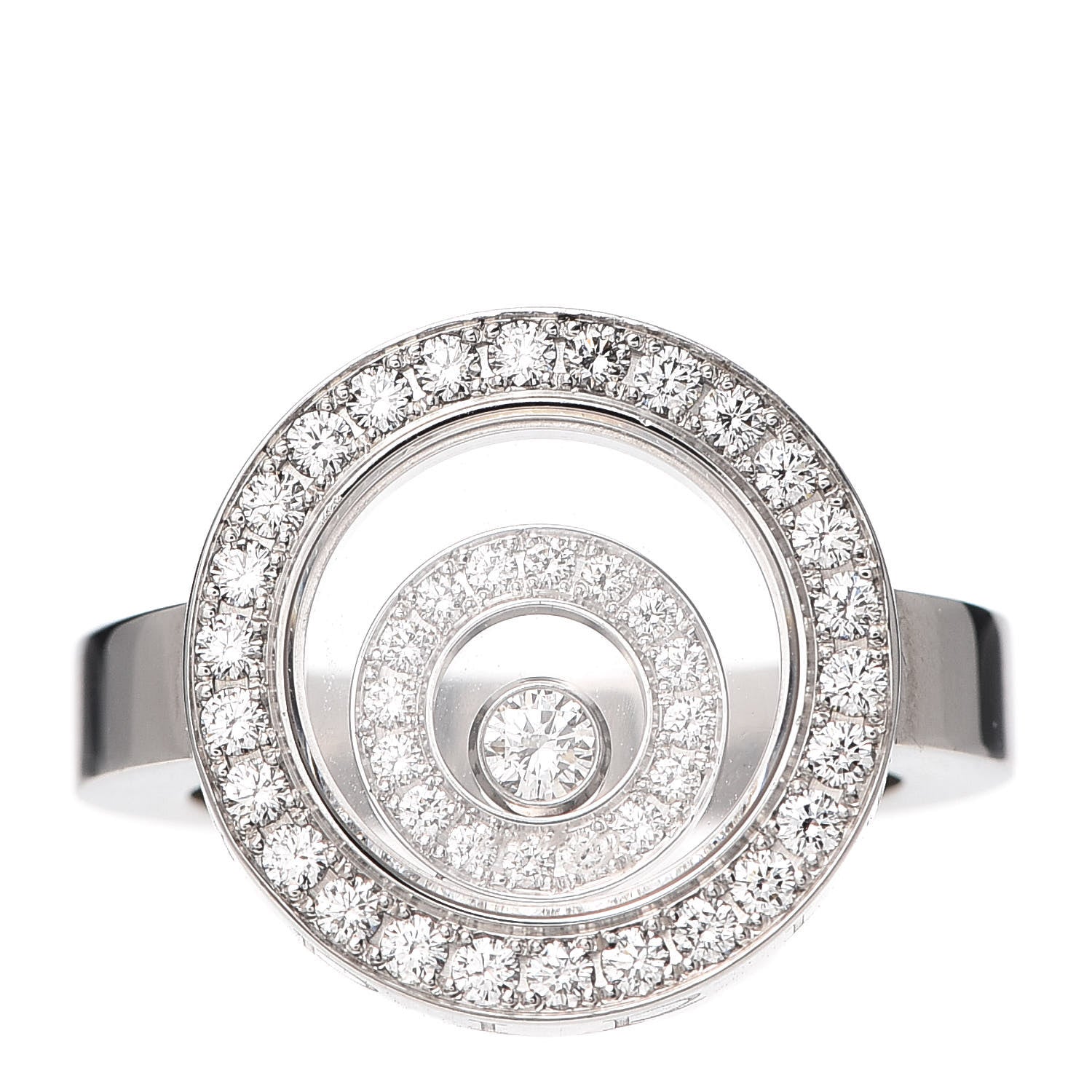 Chopard 18K White Gold Diamond Happy Spirit Ring 54 6.75 1 of 4