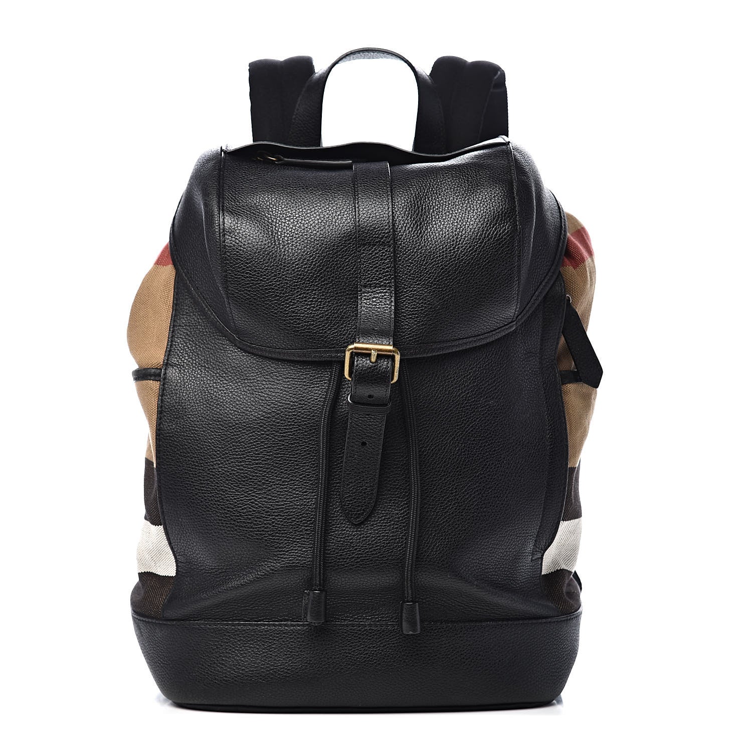 Burberry Grain Calfskin Canvas Mega Check Drifton Backpack Black 1 of 14